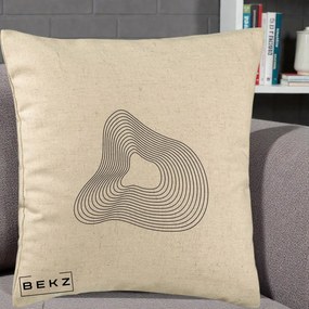 Perna Decorativa Abstract Linii Organice, 40x40 cm, Bej, Husa Detasabila, Perna Inclusa, BEKZ®