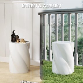 Outsunny Scaun de ceramică în formă spiralată, rezistent la 120kg Ø33 x 45 cm, rezistent la intemperii, scaun de grădină cu capac alb | Aosom Romania