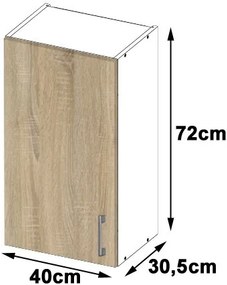 Dulap superior de bucătărie Lula W40 H720 (alb + stejar sonoma). 1068996