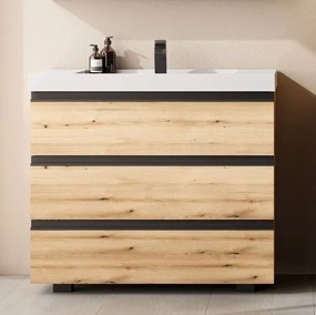 Set mobilier baie (masca stativa cu 3 sertare si lavoar) Kolpa San Harmony 120x48xH90, stejar natur