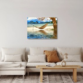 Tablou pe sticlă - Relax la plajă (70x50 cm)