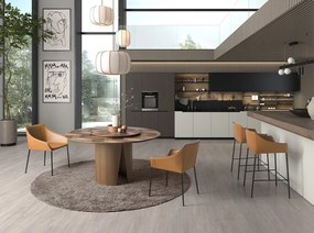 Masa rotunda cu blat central pivotant design LUX Walnut 150cm