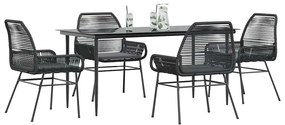 vidaXL Set de sufragerie de grădină 5 piese neagră Sticlă Poly Rattan