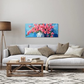 Tablou - Vază cu flori roz (120x50 cm)