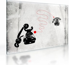 Tablou pe sticlă - Desen de telefon în stilul lui Banksy (70x50 cm)