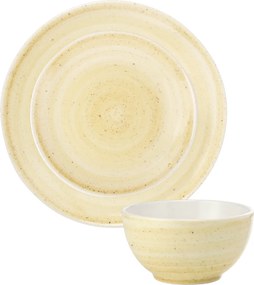 Set 3 Piese Tera Celis Galben-Ocru ( Farfurie Mare 26cm, Farfurie Mica 21cm, Bol 450ml )