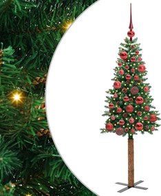 vidaXL Brad de Crăciun subțire Verde 150 cm PVC și lemn de PIN masiv