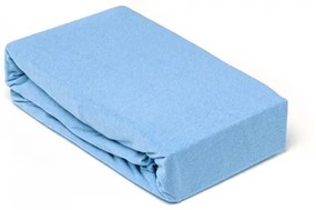 Cearceaf de pat cu elastic, 160x200cm, jersey, albastru