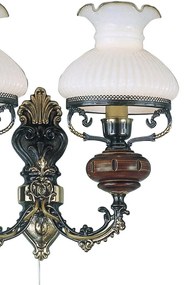 Aplica de perete cu 2 brate design italian din alama cu lemn 620