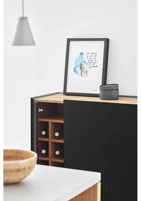 Comodă neagră înaltă cu aspect de lemn de stejar 95x120 cm Arista – Teulat