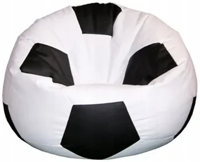 ShopJK Fotoliu puf minge de fotbal cu suport pentru picioare alb negru