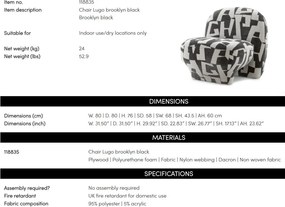 Fotoliu stil contemporan design LUX Lugo, Brooklyn black