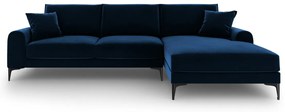 Coltar dreapta, Madara, Mazzini Sofas, 5 locuri, black legs, 254x182x90 cm, catifea, albastru regal