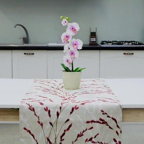 Traversa de masa 50x170 cm, 100% bumbac, bej/bordo/alb