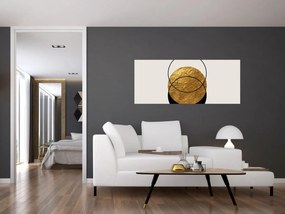 Tablou - Abstracție de aur și alb N⁰2 (120x50 cm)