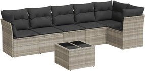 vidaXL Set canapele de grădină cu perne, 7piese gri deschis poliratan