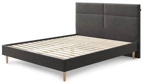 Pat matrimonial 180x200 cm negru tapițat cu somieră Elyna – Bobochic Paris