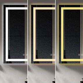 Oglindă Baie LED și Dezaburire Elit's Premium cu Senzor Touch, Lumina Rece, Caldă și Neutră, 60x80cm