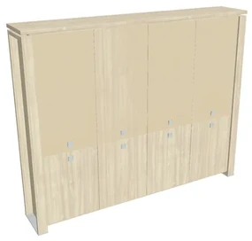 Dulap înalt Verno+ S 260 x 46 x 210 cm, uși combinate, salcâm / vanilie