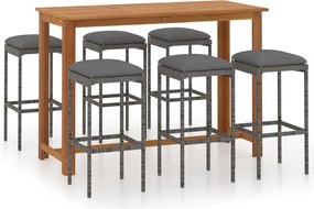 vidaXL Set mobilier de bar de grădină cu perne, 7 piese, gri