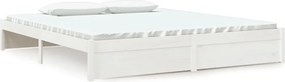 vidaXL Cadru de pat Super King, alb, 180x200 cm, lemn masiv