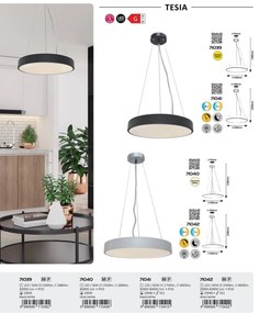 Lustra suspendata LED CCT si telecomanda Tesia 60cm, negru