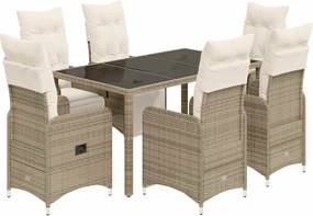 vidaXL Set bistro de grădină cu perne, 7 piese, maro, poliratan