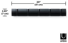 Cuier de perete negru din lemn masiv de plop Flip – Umbra