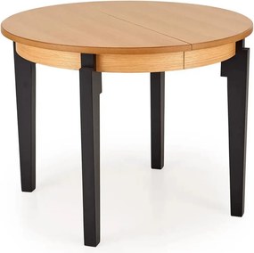 Masa extensibila SORBUS, stejar natural/negru, 100/200x100x77 cm