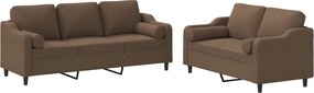 vidaXL Set de canapele cu perne, 2 piese, maro, textil