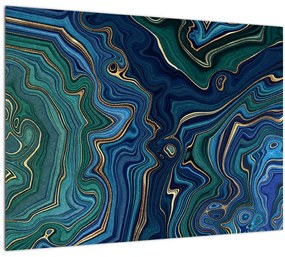 Tablou pe sticlă - Marmură verde- albastru (70x50 cm)