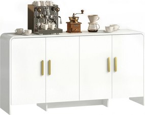 HOMCOM Bufet de Bucătărie cu 4 Rafturi 4 Uși cu Închidere Silențioasă Mobilier pentru TV pentru Televizoare de 182,88 cm 152x40x80 cm Alb | Aosom Romania
