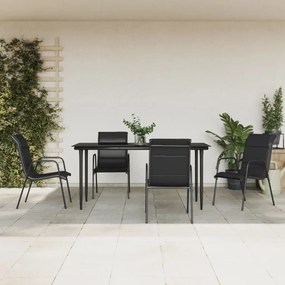 vidaXL Set mobilier de grădină, 5 piese, negru, oțel și textilenă