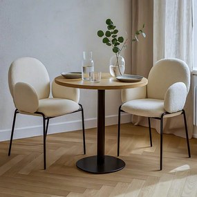 Scaun dining crem cu tapiterie boucle si cadru fix BUC 281