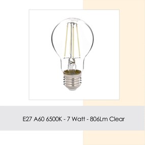 Bec cu LED E27 A60 - Alb, Transparent