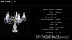 Veioza 5 brate cristal Bohemia S31 006/05/1-A