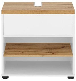 Dulap sub chiuvetă alb cu aspect de lemn de stejar 60x57 cm Thessa – Støraa