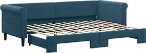 vidaXL Pat de zi cu extensie, albastru, 80x200 cm, catifea