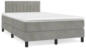 vidaXL Pat box spring cu saltea, gri deschis, 120x190 cm, catifea
