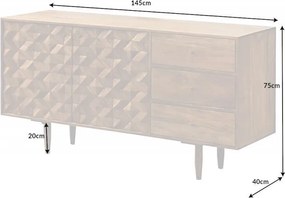 Comoda din lemn de salcam cu model 3D Alpine 145cm