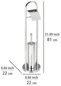Perie de toaletă cu suport pentru hârtie Wenko Vasto, argintiu