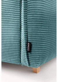 Colțar turcoaz extensibil cu tapițerie din catifea reiată (cu colț pe partea stângă /în formă de "U") Tori – Bonami Selection