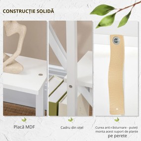Outsunny Suport pentru Plante cu 5 Niveluri în Formă de Jumătate de Lună pentru Ghivece Decor Interior și Exterior 50x30x160 cm Alb | Aosom Romania