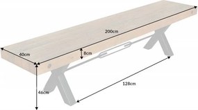 Banca design industrial Thor 200cm Pin maro vintage