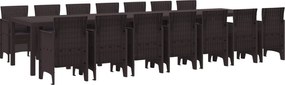 vidaXL Set de masă de grădină cu perne cu pernă 15 pcs Maro PP