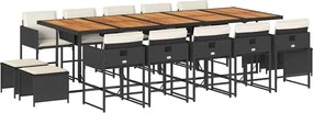vidaXL Set mobilier de grădină cu perne, 15 piese, negru, poliratan