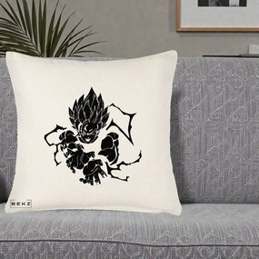 Perna Personalizata Dragon Ball Goku Super Saiyan Silueta, 40x40 cm, Crem Reliefat, Husa Detasabila, Perna Inclusa, BEKZ®