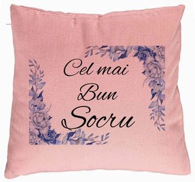 Perna Decorativa pentru Socrul 2, 40x40 cm, Roz, Husa Detasabila, Burduf