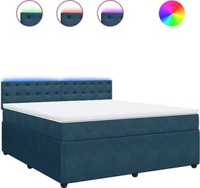vidaXL Pat box spring cu saltea, albastru, 180x200 cm, catifea
