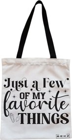 Sacosa de Panza pentru Cumparaturi, Geanta Tote, model Just a few of my favorite things, Cu fermoar, 38x34.5 cm, Alba, BEKZ®